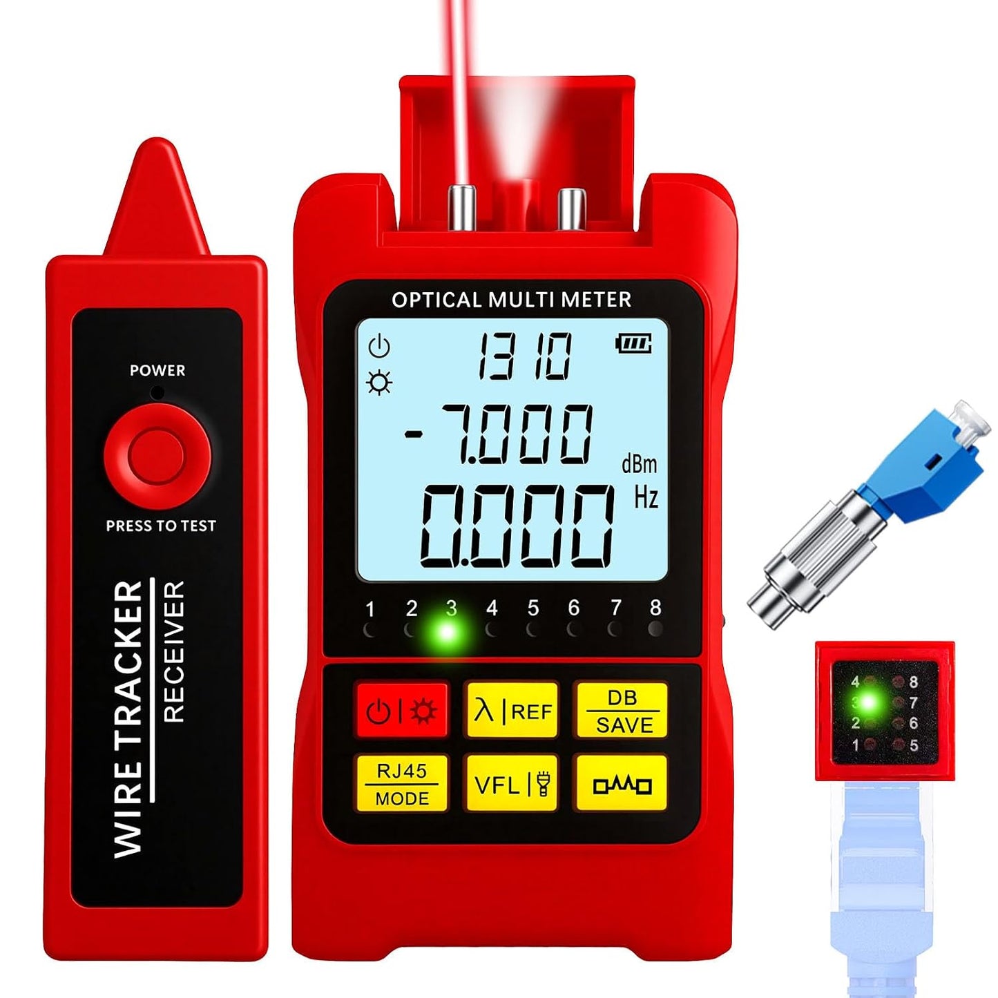 Portable 5-in-1 Fiber Optic Tester with OPM, 15mW VFL & Cable Finder