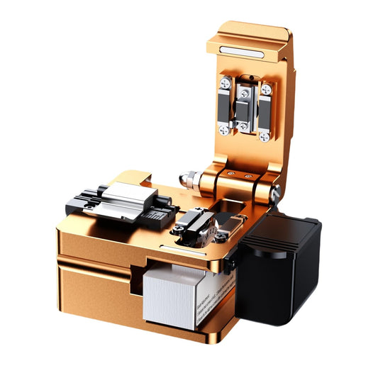 High-Precision FTTH Fiber Optic Cleaver with Scrap Collector (Gold)