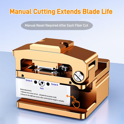 High-Precision FTTH Fiber Optic Cleaver with Scrap Collector (Gold)