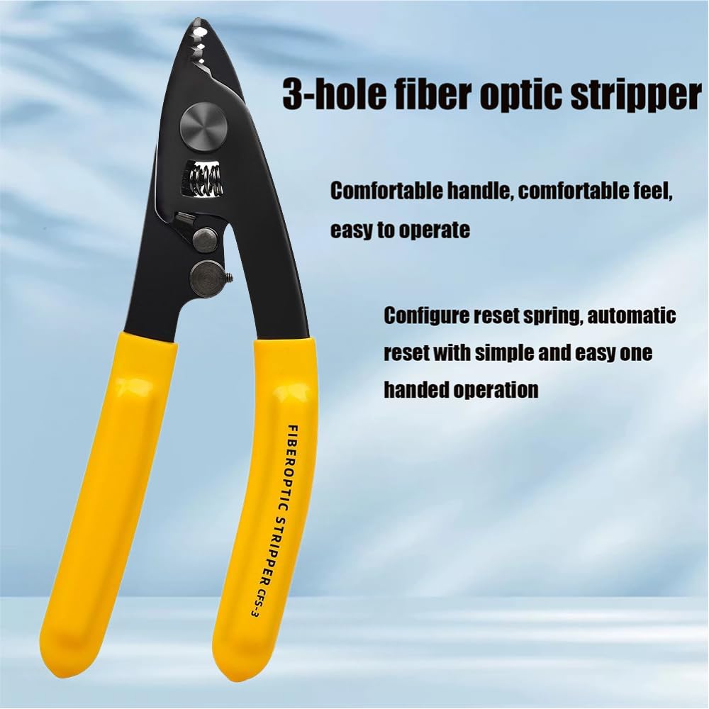 3-Port Fiber Optic Cable Stripper Tool with Tuning Wrench