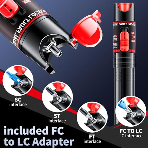 Rechargeable VFL Fiber Optic Tester Kit with FC to LC Adapter