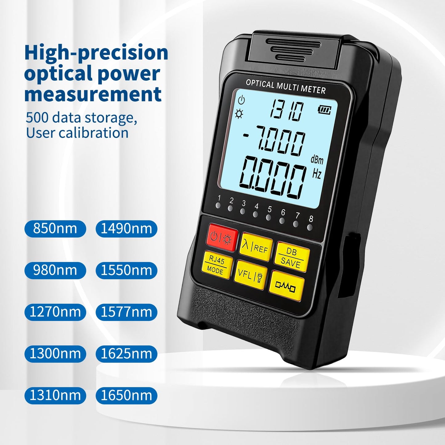 Portable 5-in-1 Fiber Optic Tester with OPM, 15mW VFL & Cable Finder
