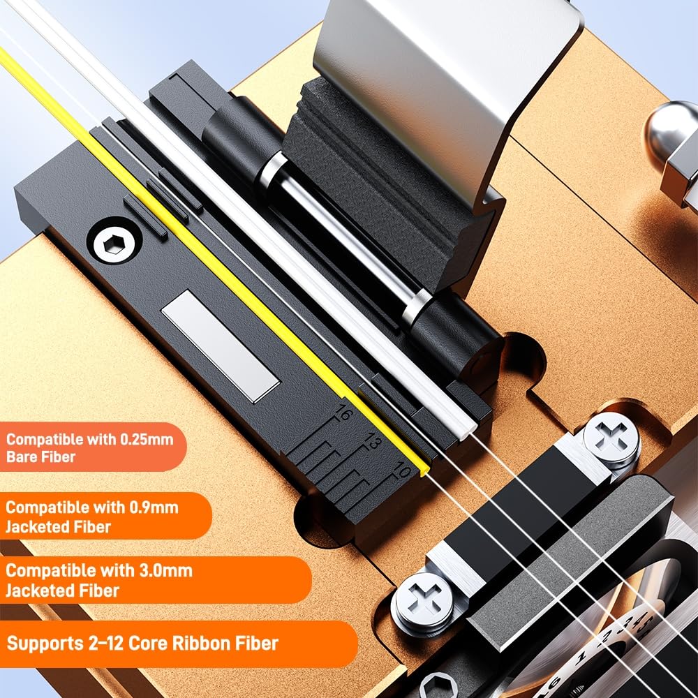 High-Precision FTTH Fiber Optic Cleaver with Scrap Collector (Gold)