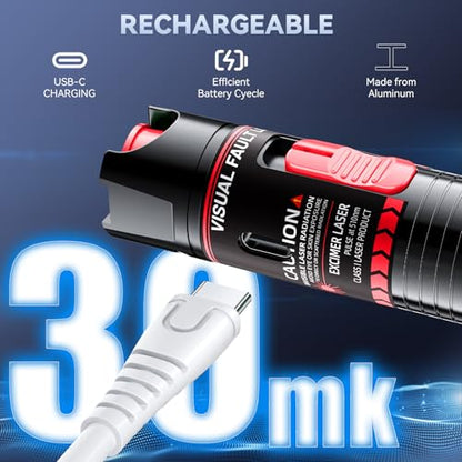 Rechargeable VFL Fiber Optic Tester Kit with FC to LC Adapter