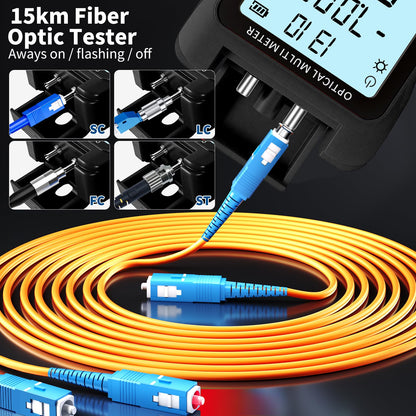 Portable 5-in-1 Fiber Optic Tester with OPM, 15mW VFL & Cable Finder