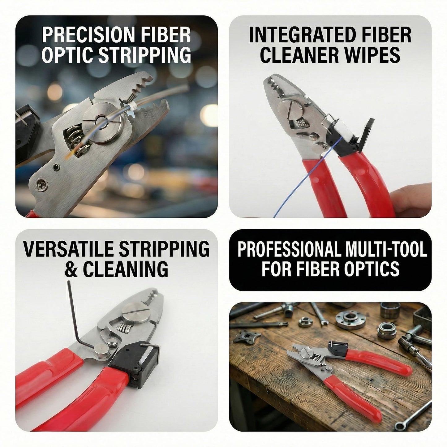 6-in-1 Multifunctional Fiber Optic Stripping & Cleaning Pliers