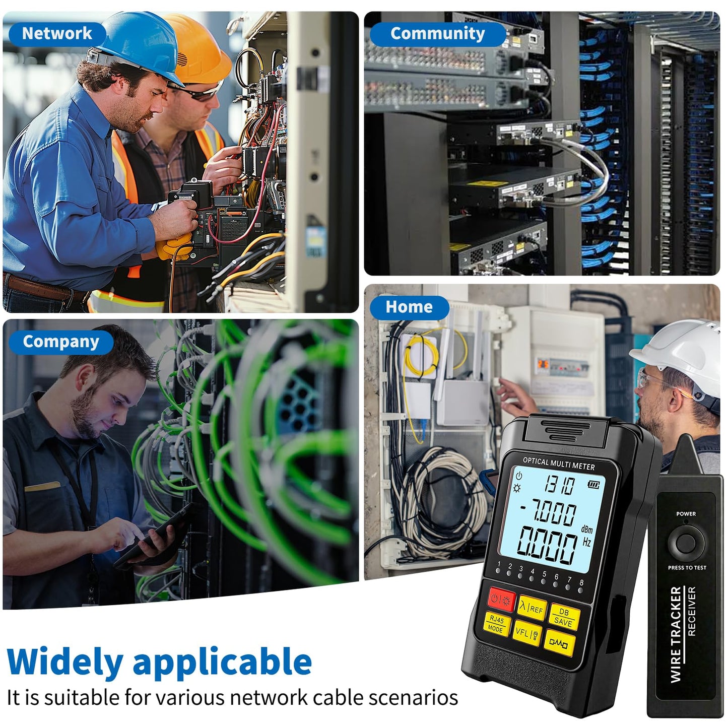 Portable 5-in-1 Fiber Optic Tester with OPM, 15mW VFL & Cable Finder