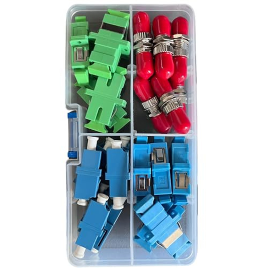 26-Piece Fiber Optic Coupler & Adapter Kit (ST, LC, SC, SC/APC)