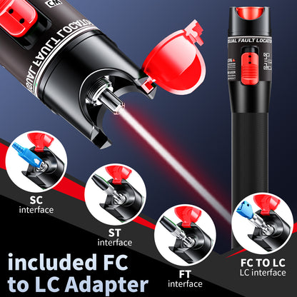 Visual Fault Locator (VFL) Fiber Optic Tester Kit with FC to LC Adapter
